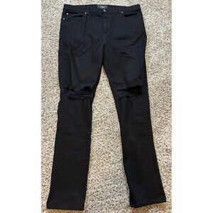 ORO Los Angeles Jeans Mens 38x32 Black Distressed Skinny Ankle Zip Stretch Denim